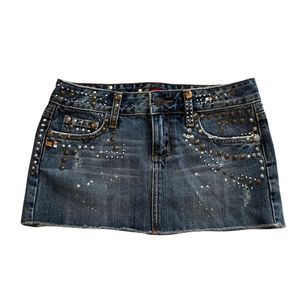 Forever 21 F21 Studded Jeweled Denim Jean skirt